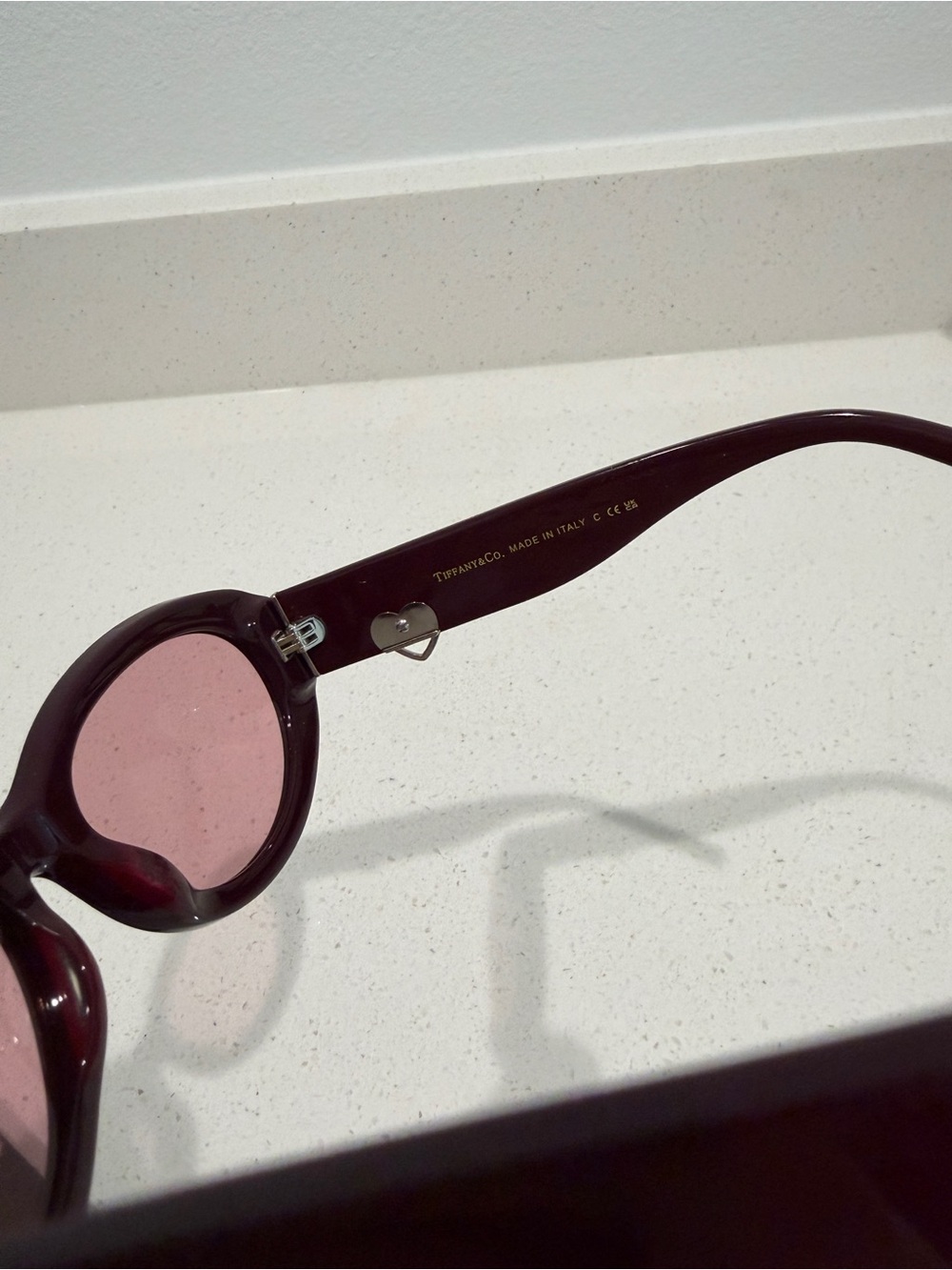 Women's Burgundy Frame Sunglasses with Pink Lenses - Picture 4 of 5